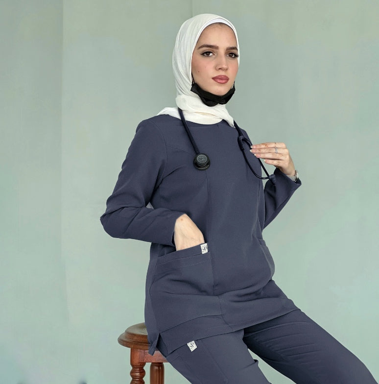 سكراب سكني رصاصي بأكمام طويلة