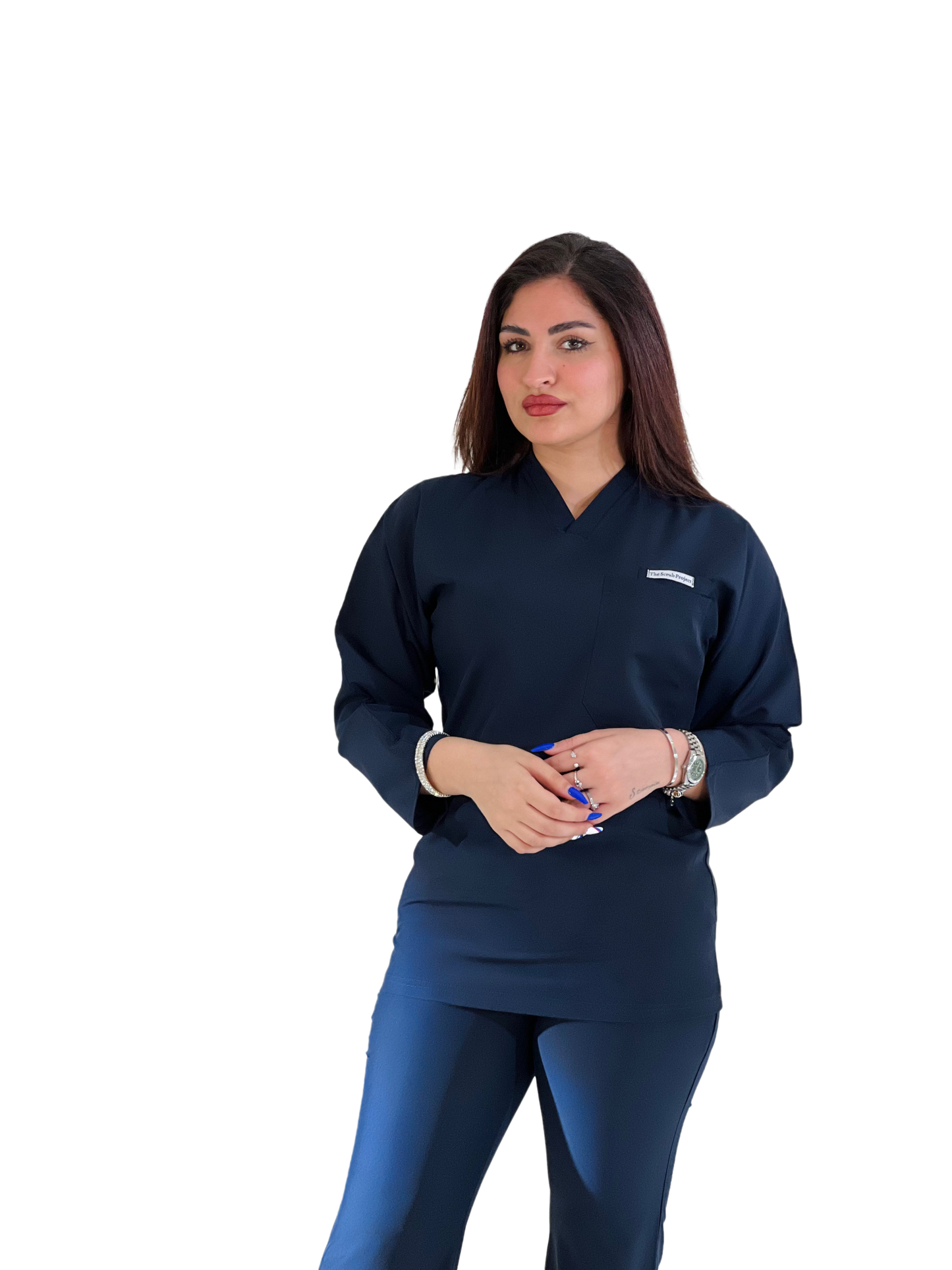 سكراب كحلي بأكمام طويلة من مجموعة 
Effortless Elegance Line