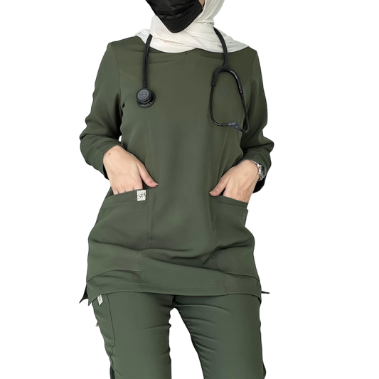 سكراب باللون جيشي بأكمام طويلة