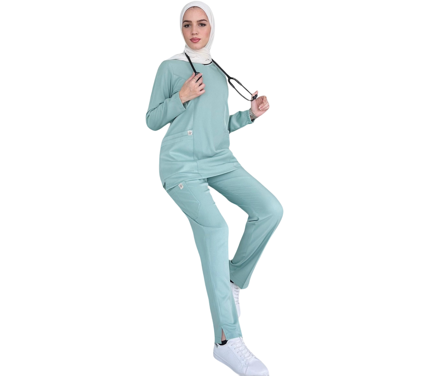 سكراب فستقي بأكمام طويلة