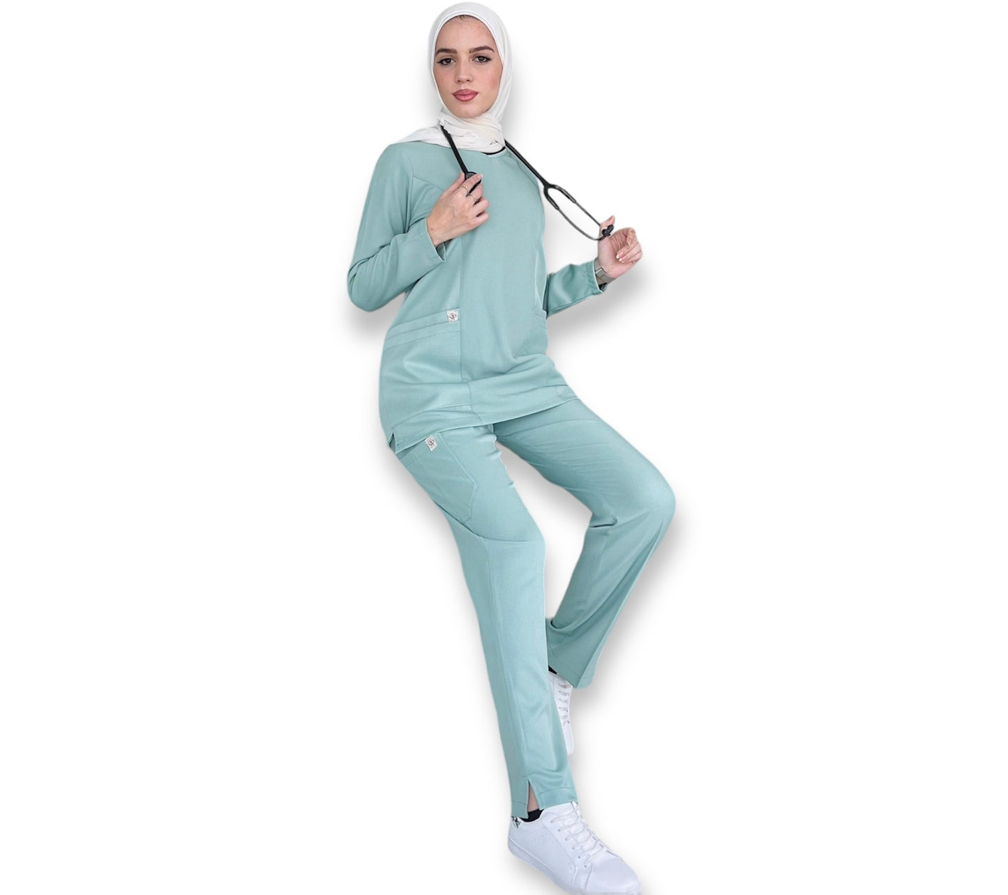 سكراب فستقي بأكمام طويلة