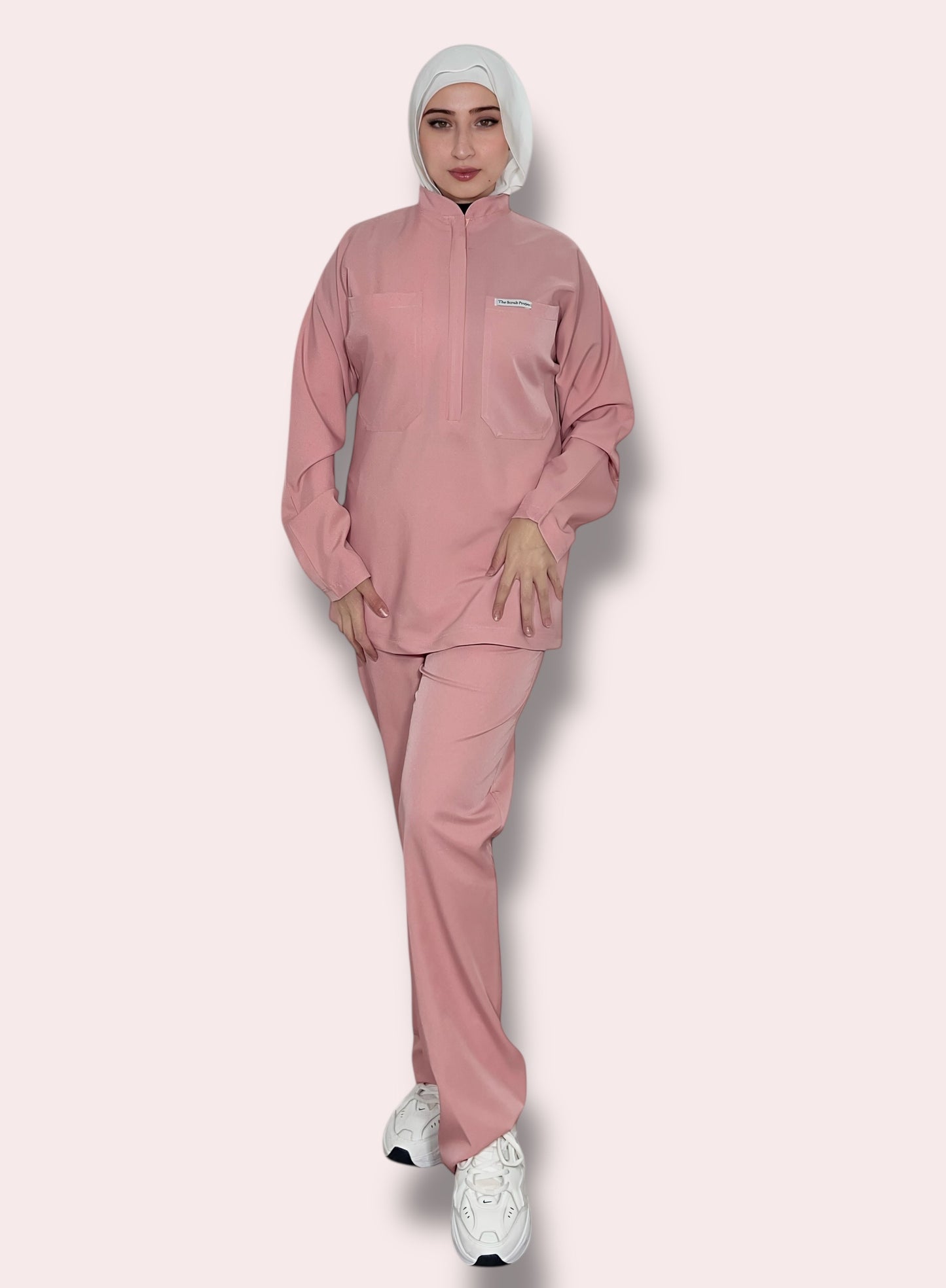Petal Pink long sleeves Pocket Perfection line scrubs