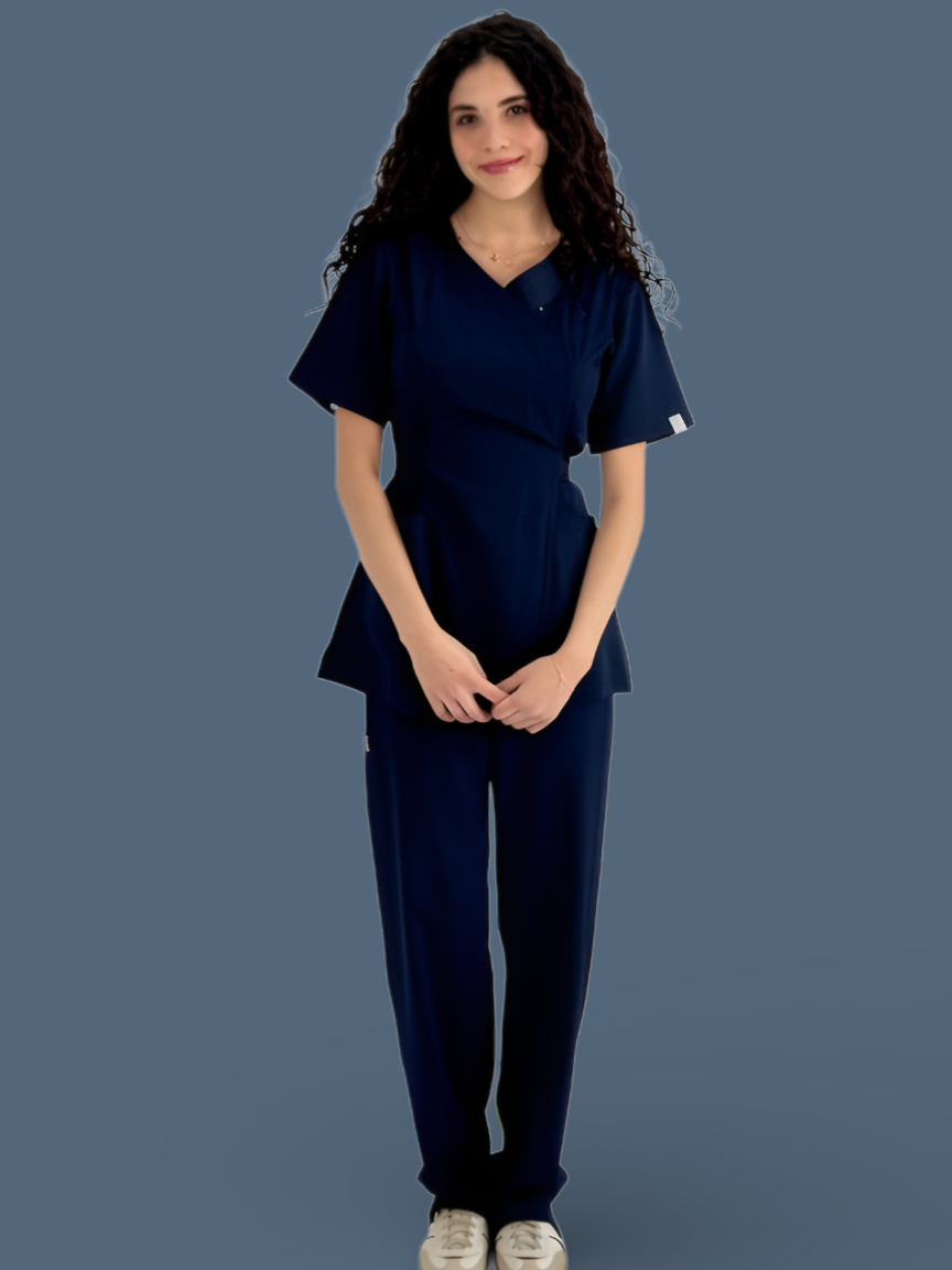 Navy Blue Wrap Scrubs