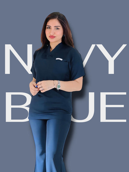 Navy blue short sleeves effortless elegance line scrubs