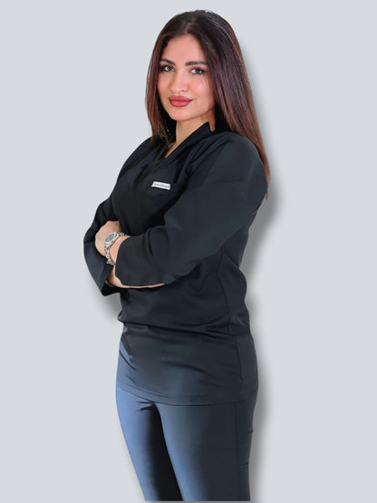 Black long sleeves effortless elegance line scrubs