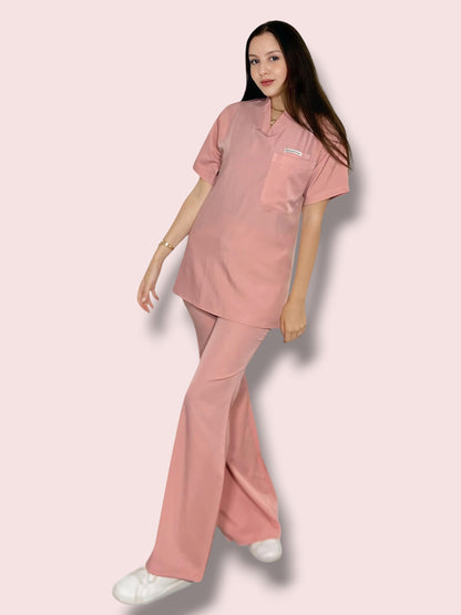 petal pink short sleeves effortless elegance line scrubs