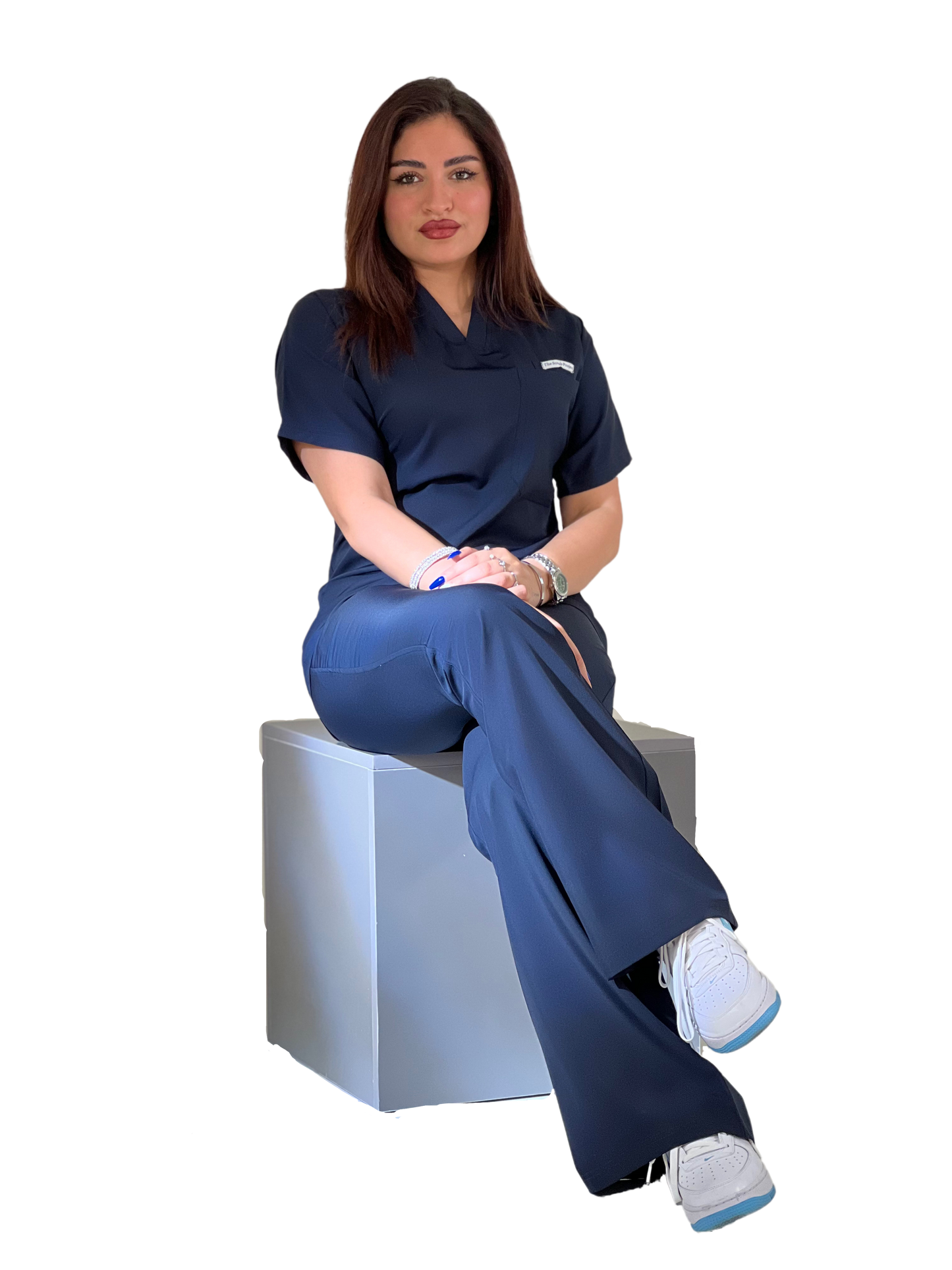 Navy blue short sleeves effortless elegance line scrubs