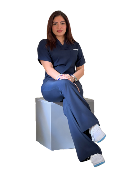 Navy blue short sleeves effortless elegance line scrubs