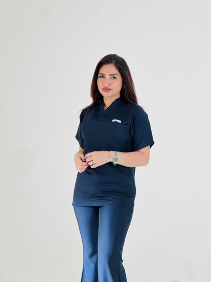 Navy blue short sleeves effortless elegance line scrubs