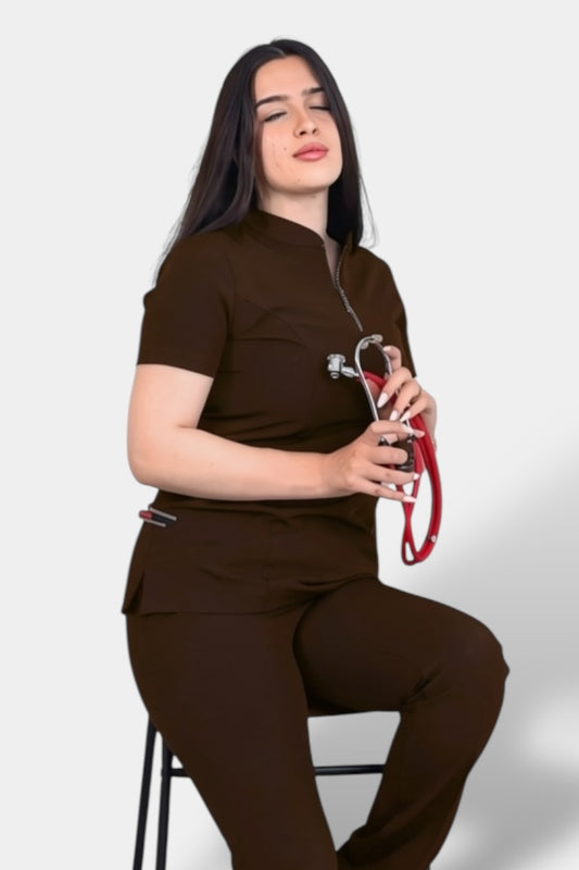Zipped Brown scrubs