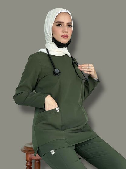 سكراب باللون جيشي بأكمام طويلة