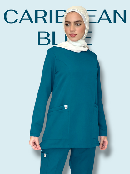 Caribbean Blue long sleeves scrubs