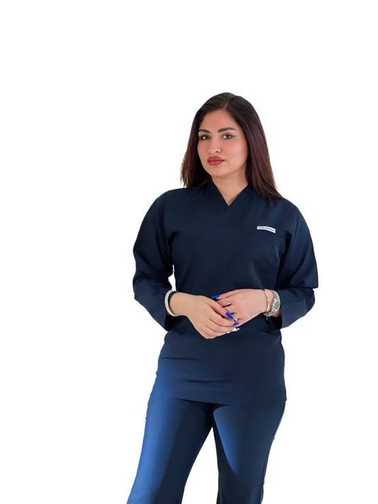 Navy blue long sleeves effortless elegance line scrubs