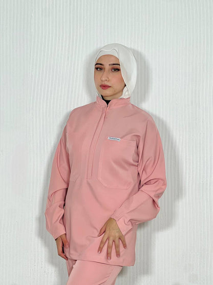 Petal Pink long sleeves Pocket Perfection line scrubs