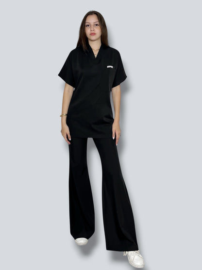 Black short sleeves effortless elegance line scrubs