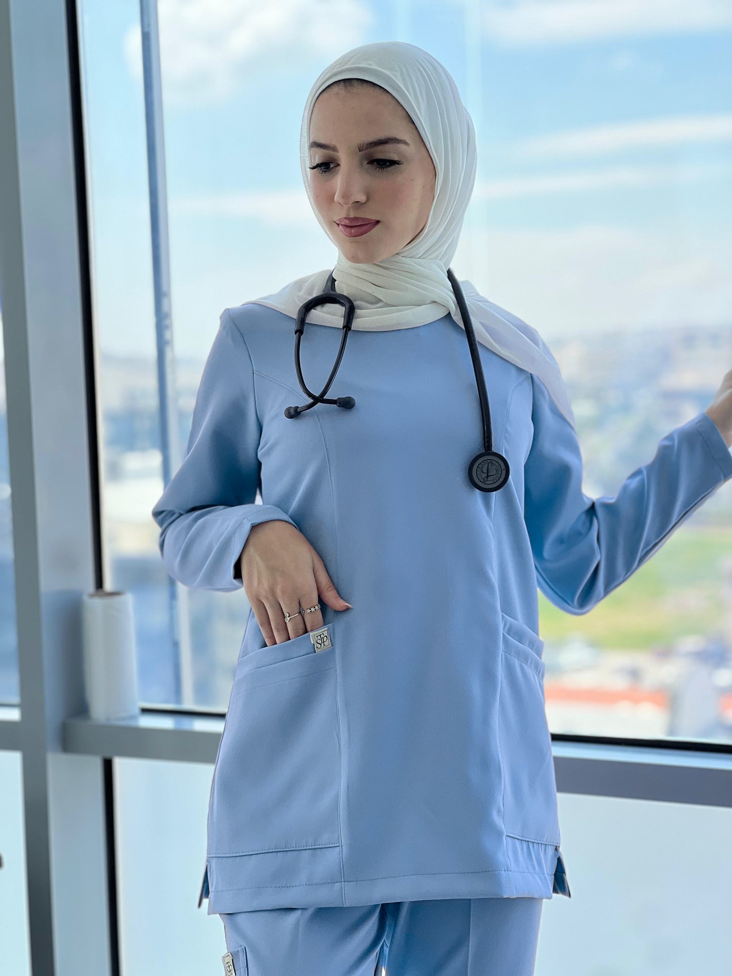 Baby blue long sleeves scrubs