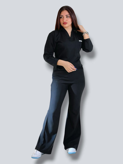 Black long sleeves effortless elegance line scrubs
