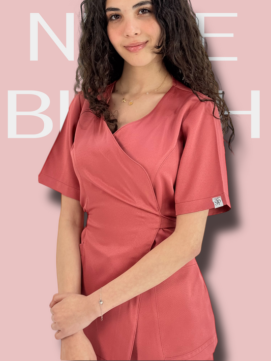 Nude Blush Wrap Scrubs