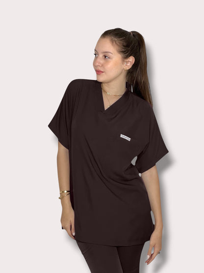 Chocolate Brown  short sleeves effortless elegance line scrubs