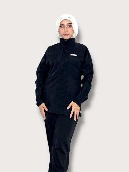 سُرُبَات خط الكمال بجيب بأكمام طويلة سوداء