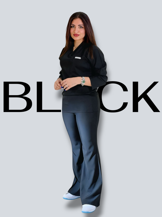 Black long sleeves effortless elegance line scrubs