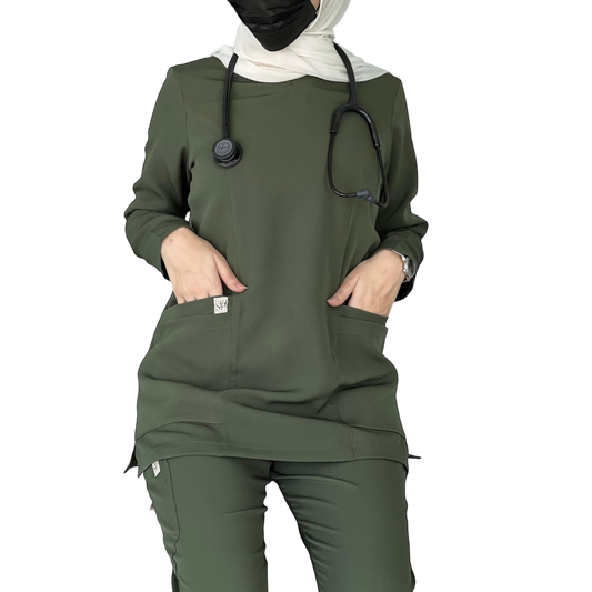 Army green long sleeves scrubs