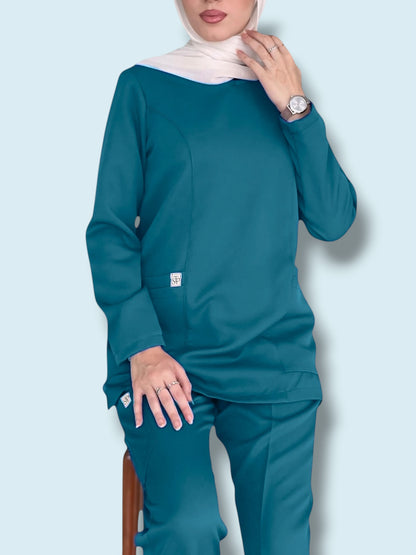 Caribbean Blue long sleeves scrubs