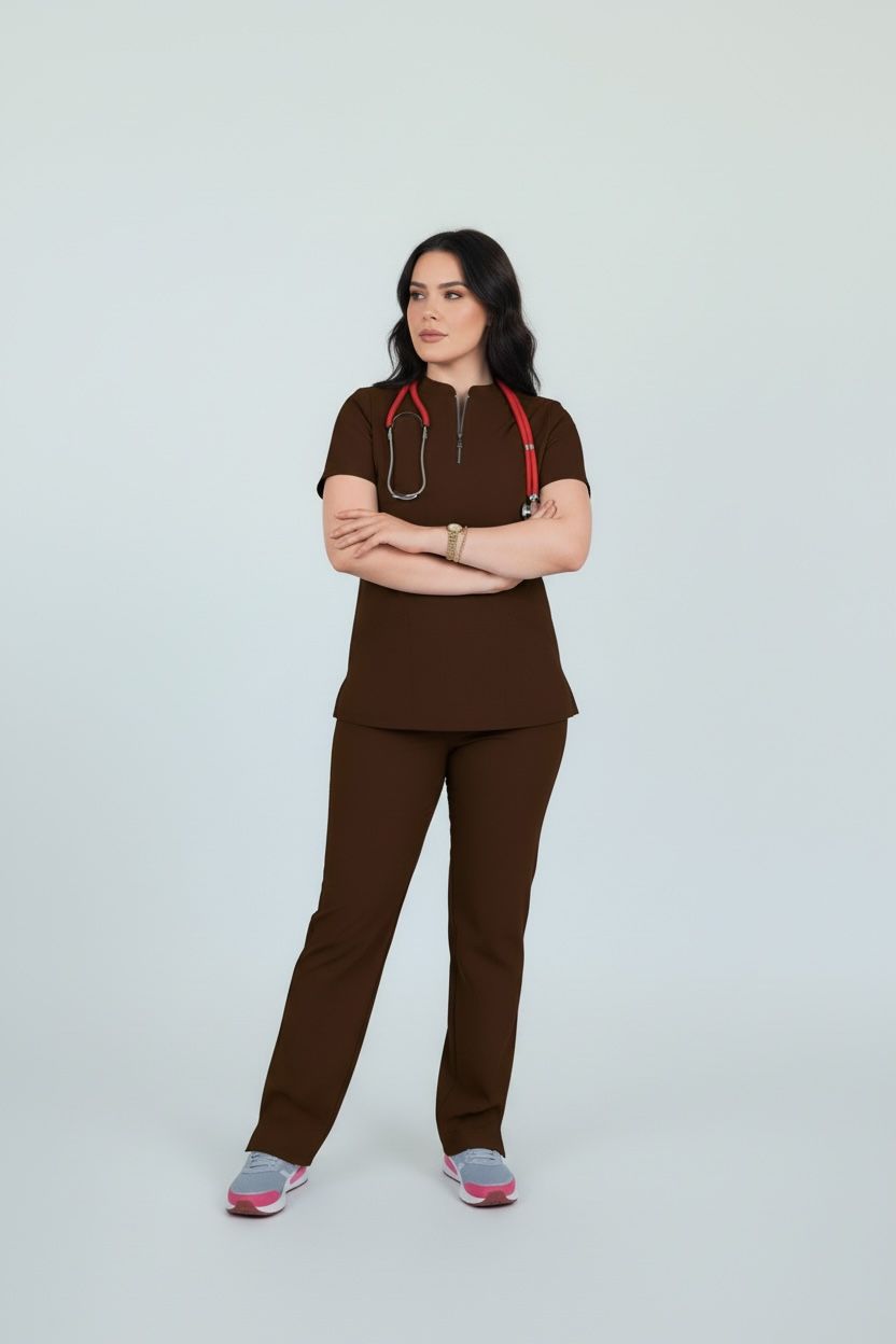 Zipped Brown scrubs