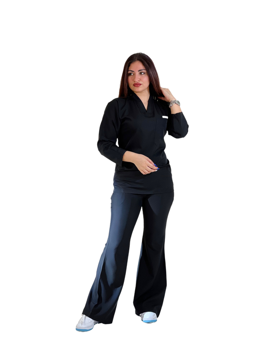 Black long sleeves effortless elegance line scrubs