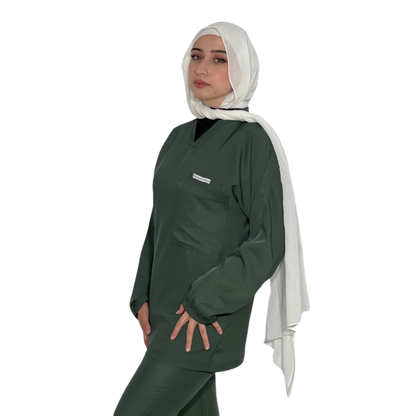 Army green long sleeves effortless elegance line scrubs