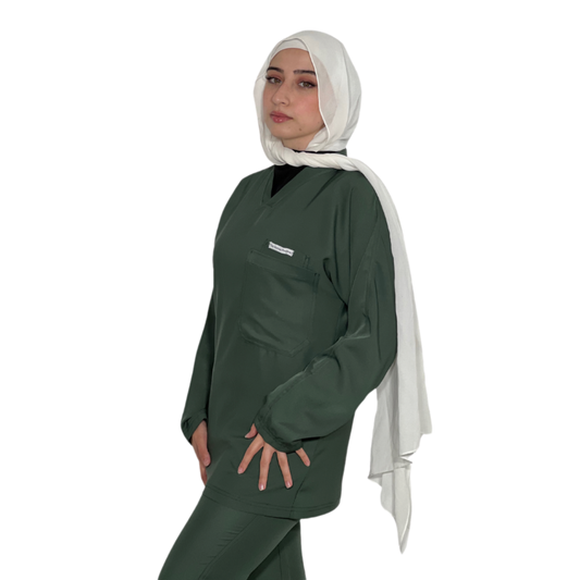 Army green long sleeves effortless elegance line scrubs