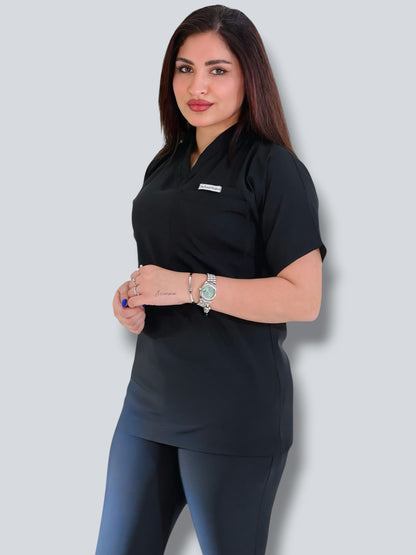 Black short sleeves effortless elegance line scrubs