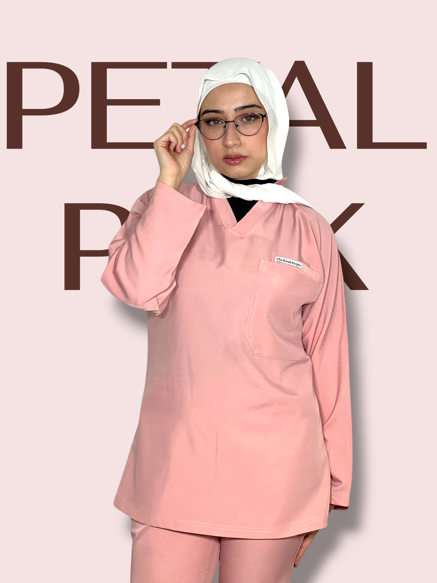 petal pink long sleeves effortless elegance line scrubs