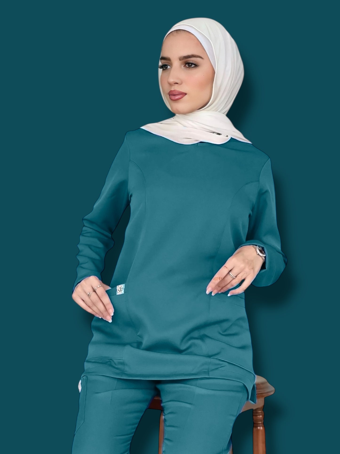 Caribbean Blue long sleeves scrubs