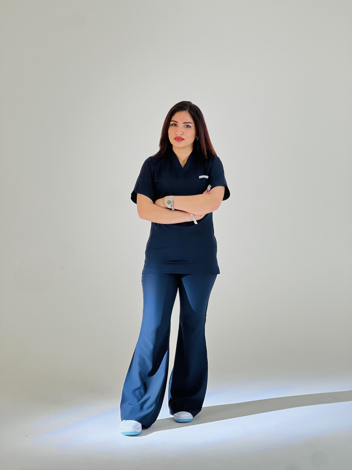 Navy blue short sleeves effortless elegance line scrubs