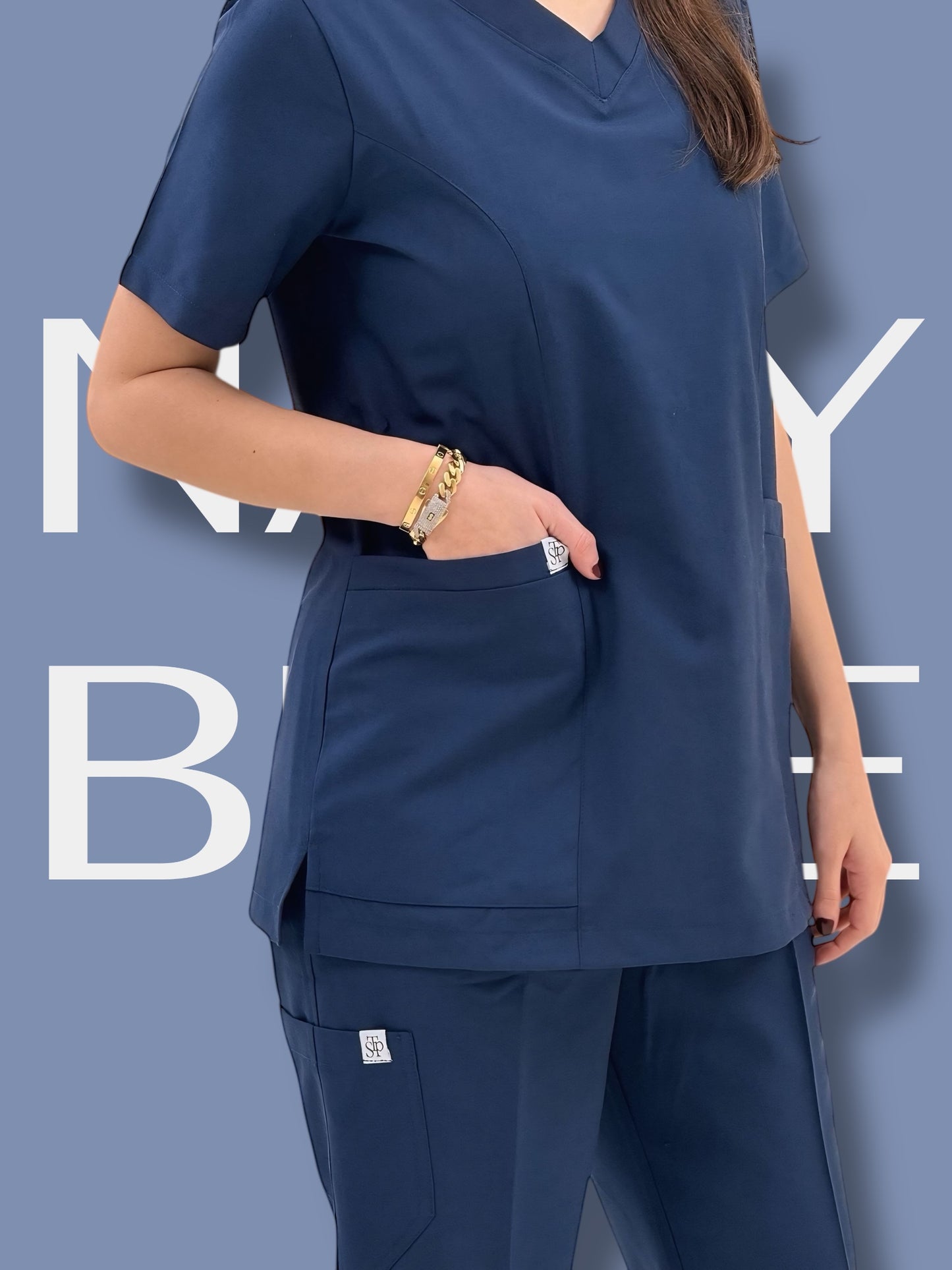 زي طبي كلاسيكي أزرق داكن+