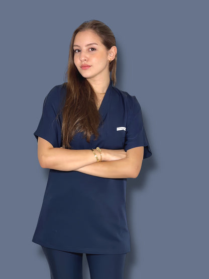 Navy blue short sleeves effortless elegance line scrubs