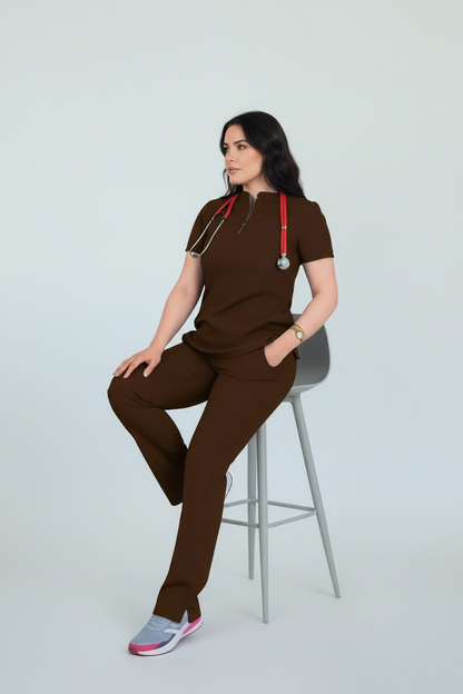 Zipped Brown scrubs