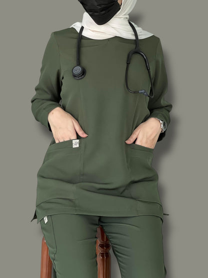 سكراب باللون جيشي بأكمام طويلة