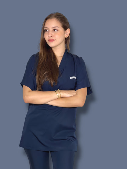 Navy blue short sleeves effortless elegance line scrubs