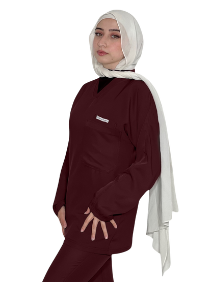 سُرُبَات خط الأناقة السهلة بأكمام طويلة بلون مَرُون