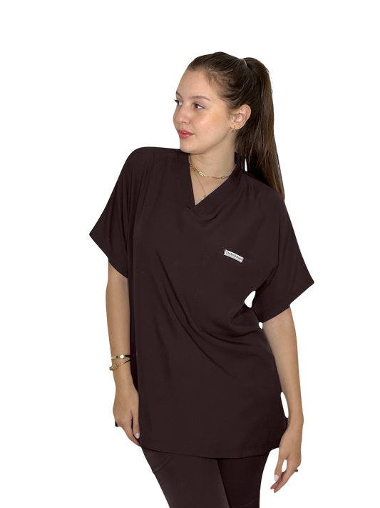 Chocolate Brown  short sleeves effortless elegance line scrubs