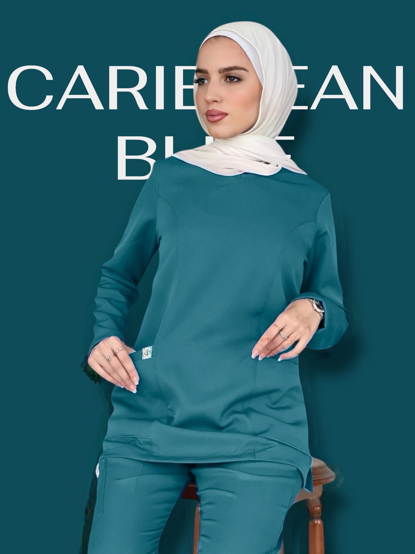 Caribbean Blue long sleeves scrubs