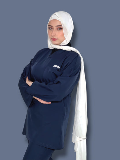 Navy blue long sleeves effortless elegance line scrubs