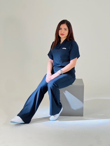 Navy blue short sleeves effortless elegance line scrubs