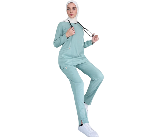 سكراب فستقي بأكمام طويلة
