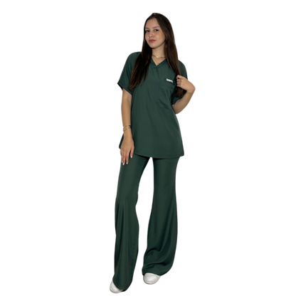 Army green short sleeves effortless elegance line scrubs