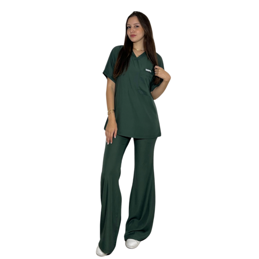 Army green short sleeves effortless elegance line scrubs