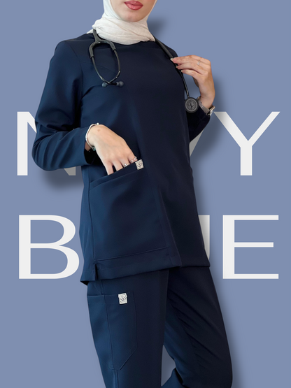 سكراب كحلي بأكمام طويلة