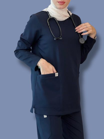 سكراب كحلي بأكمام طويلة